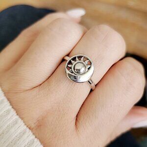 Moon Sun Ring - Sterling Silver Ring, Bohemian Jewelry - Simple Women's Ring -